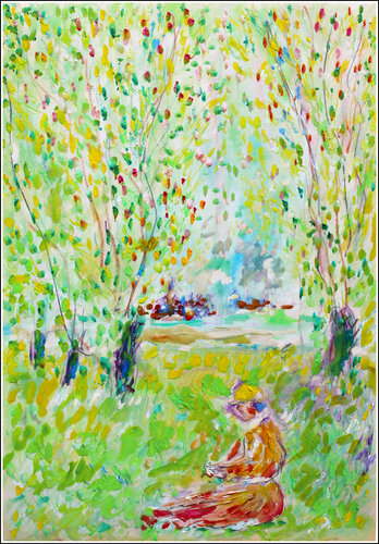 LECTURE AU JARDIN von Jean Mirre, Werk auf Papier kaufen auf Singulart