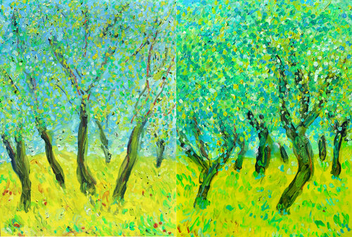 DIPTYQUE L'OLIVERAIE par Jean Mirre, Œuvre sur papier en vente sur Singulart