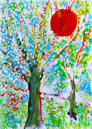 The wise tree who married the sun van Jean Mirre, Werk op papier te koop op Singulart