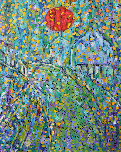 Maisons du bois par Jean Mirre, Peinture en vente sur Singulart