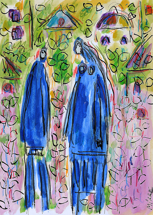 Couple bleu Jean Mirre