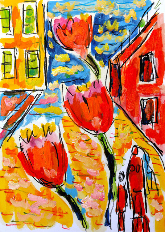 Mère et fleurs Jean Mirre