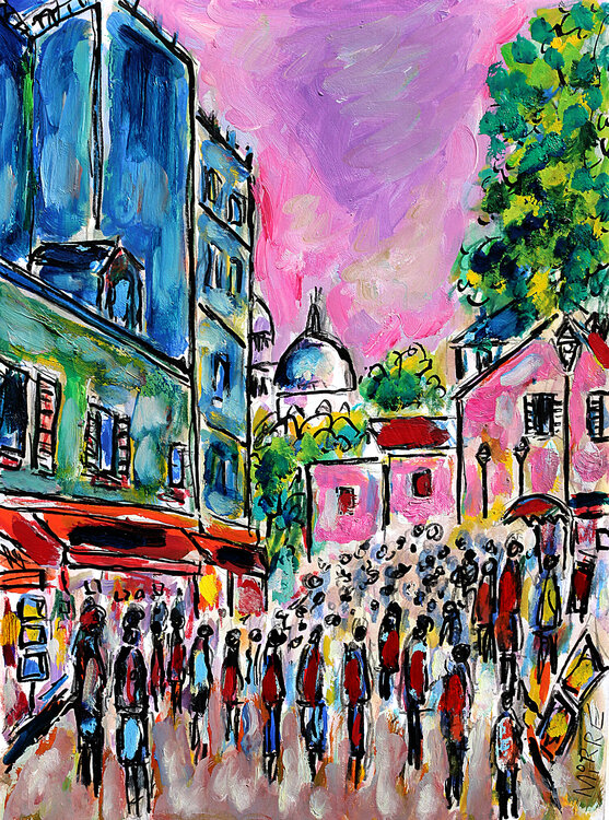 Foule à Montmartre Jean Mirre