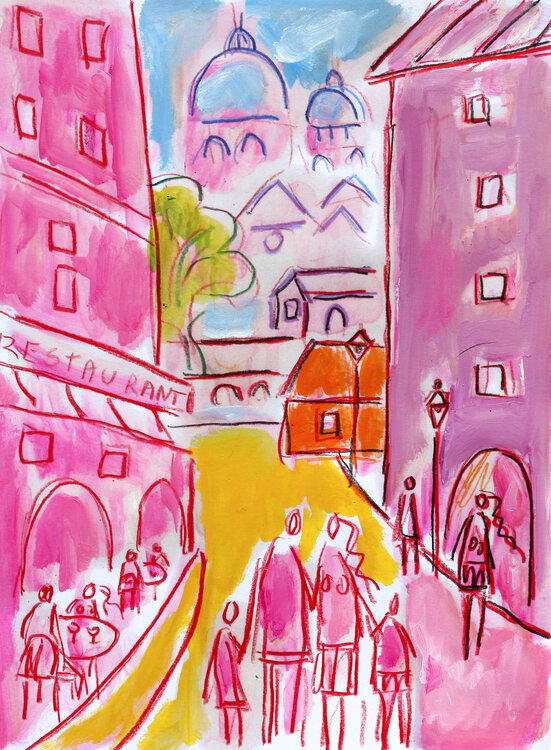 Rose et azur Jean Mirre