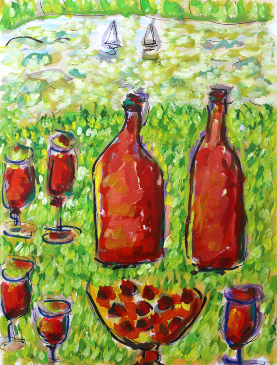 Voiliers bouteilles et cerises Jean Mirre