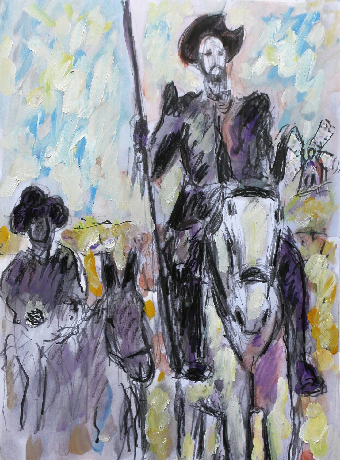 Don Quichotte et Sancho Panza Jean Mirre Werk auf Papier zu verkaufen
