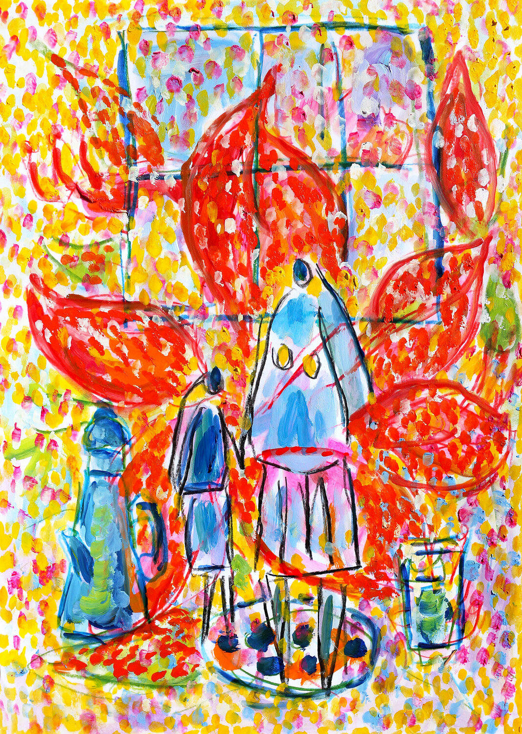 Mère, enfant et fleurs Jean Mirre