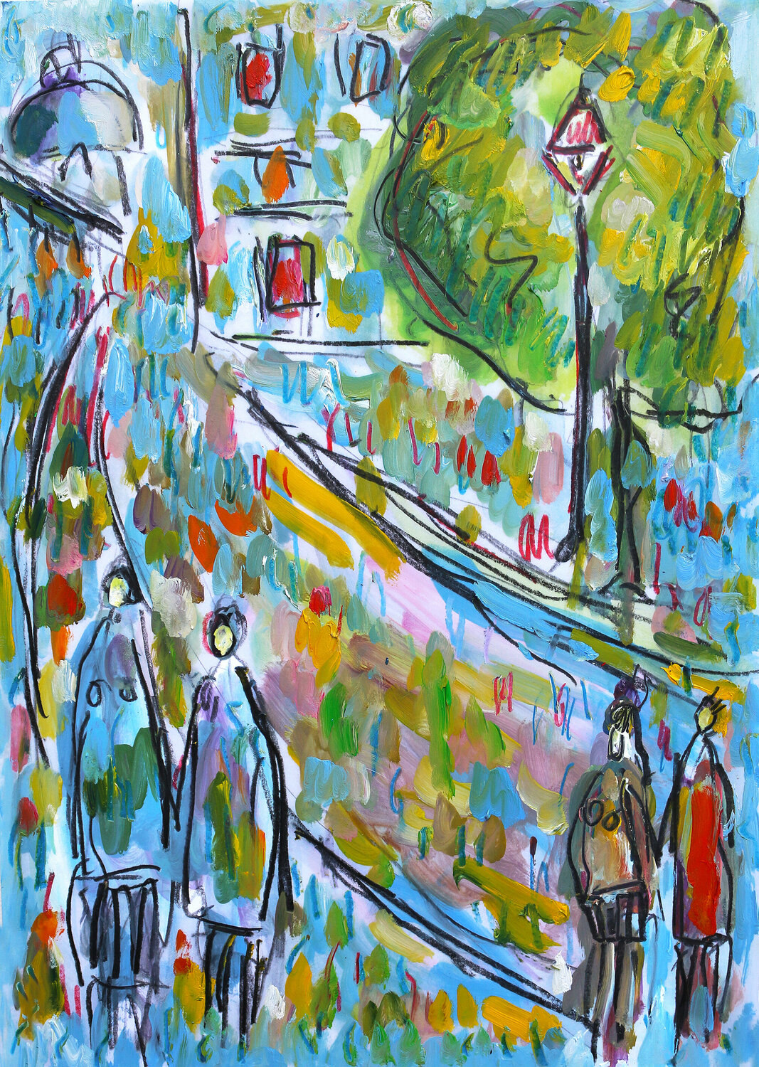 Montmartre et réverbère Jean Mirre Werk auf Papier zu verkaufen