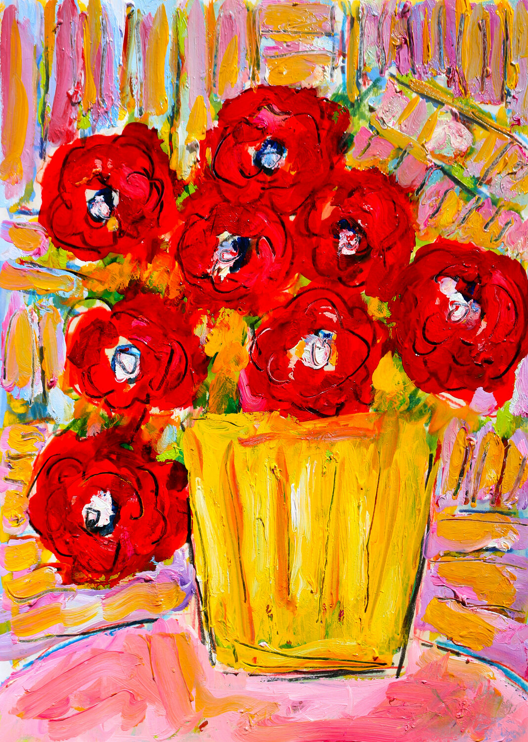 Le pot de fleurs jaune Jean Mirre