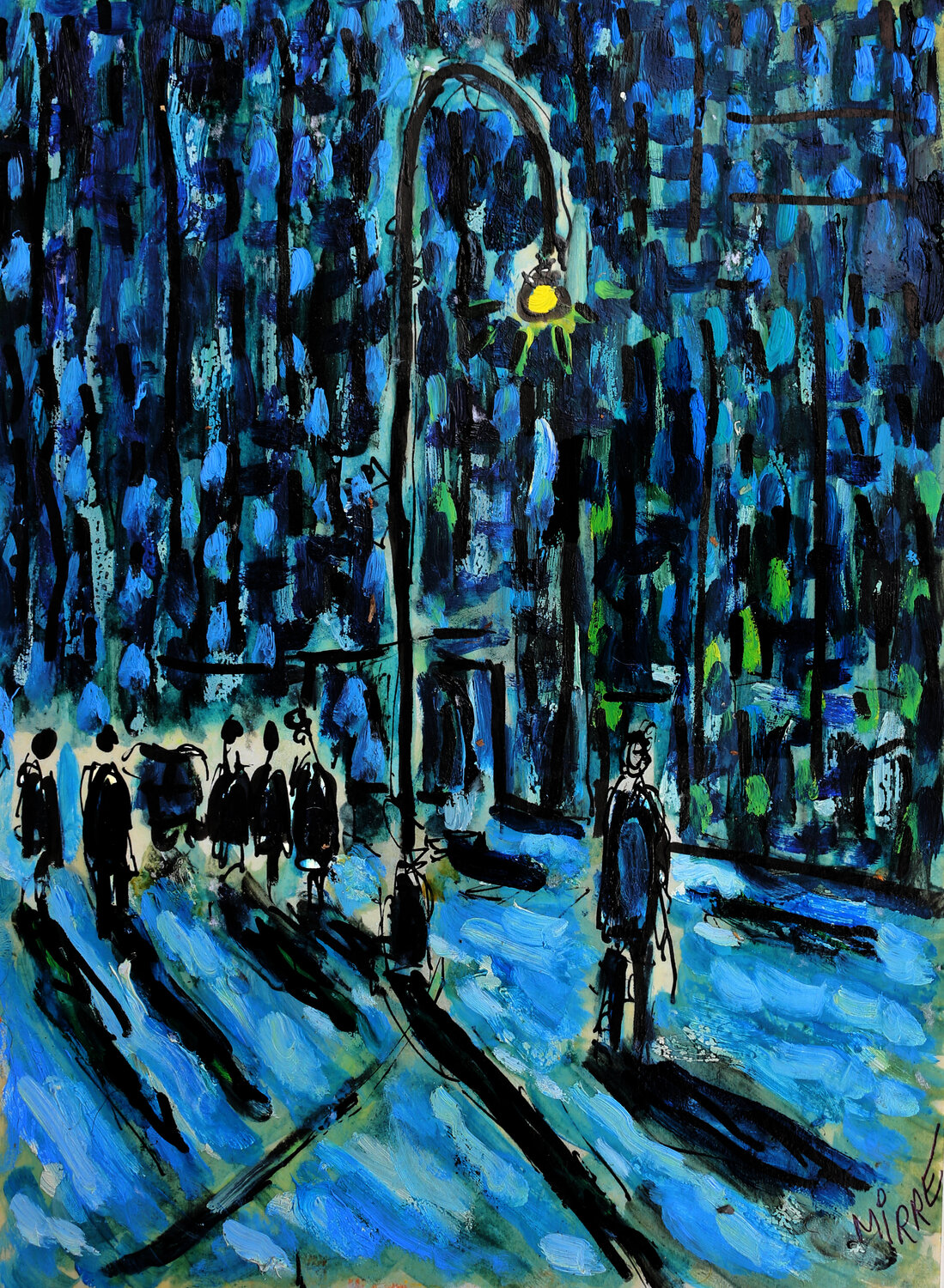 NYC shadows Jean Mirre Originalgemälde zu verkaufen