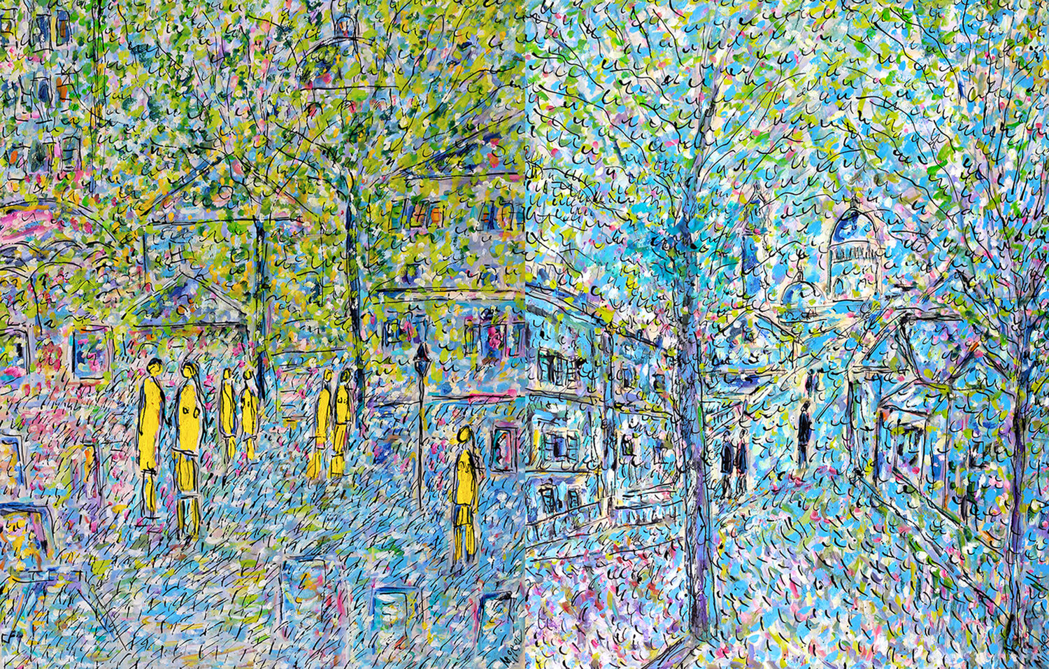 exChâteau des brouillards et Yellow stage Jean Mirre Originalgemälde zu verkaufen