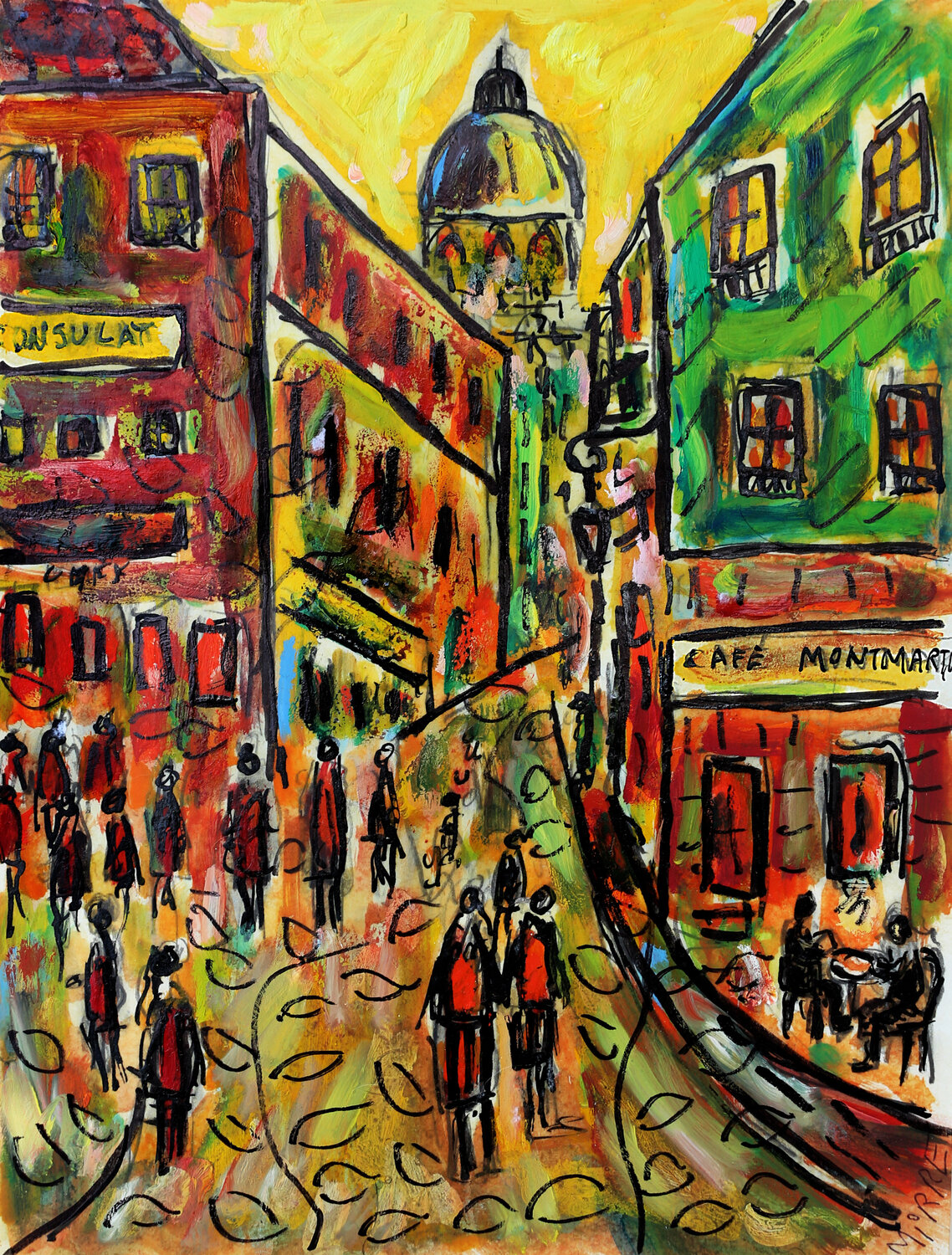 Nouvel An à Montmartre Jean Mirre Originalgemälde zu verkaufen