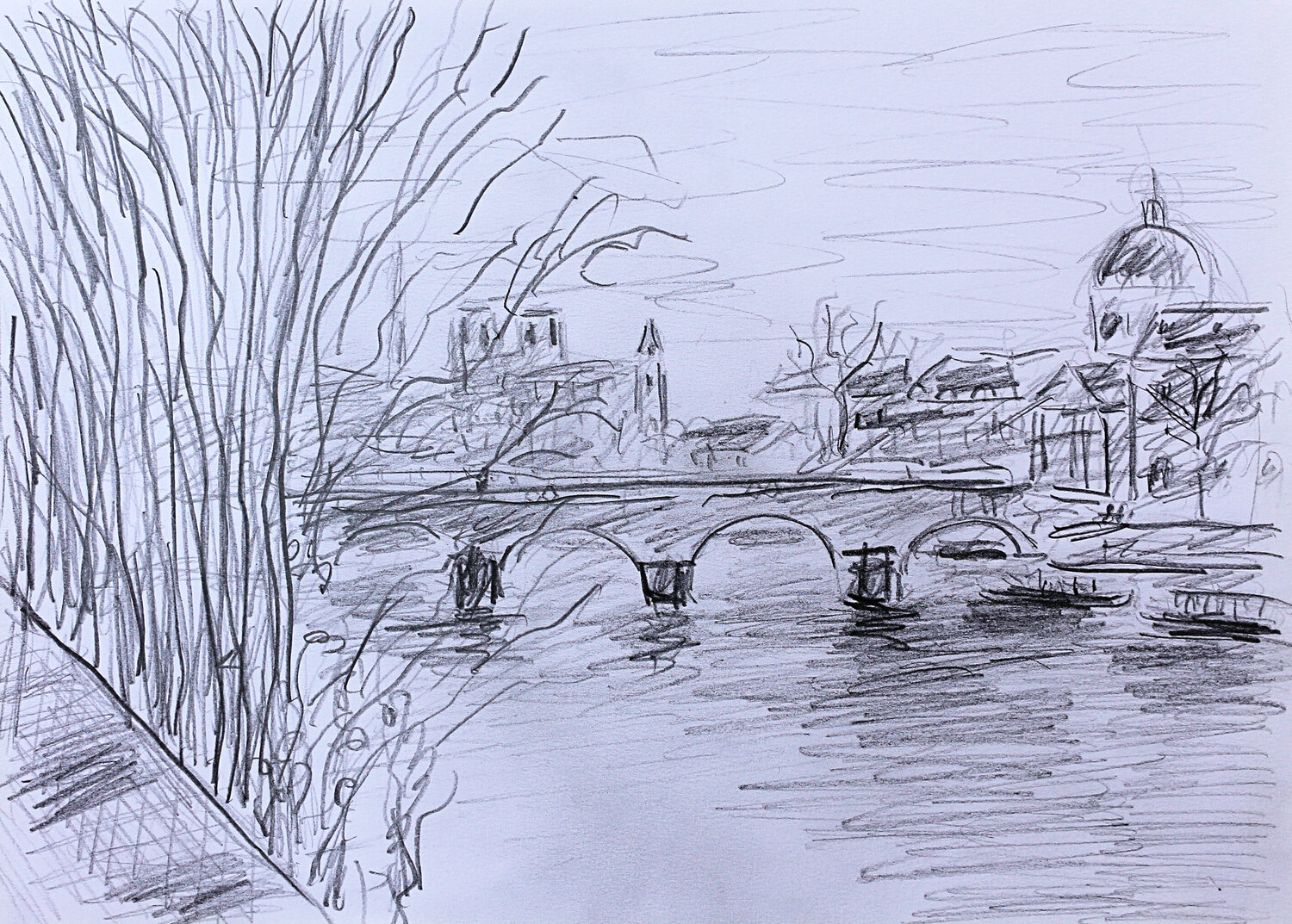 Rideau d'arbres sur la Seine Jean Mirre Dipinto originale in vendita
