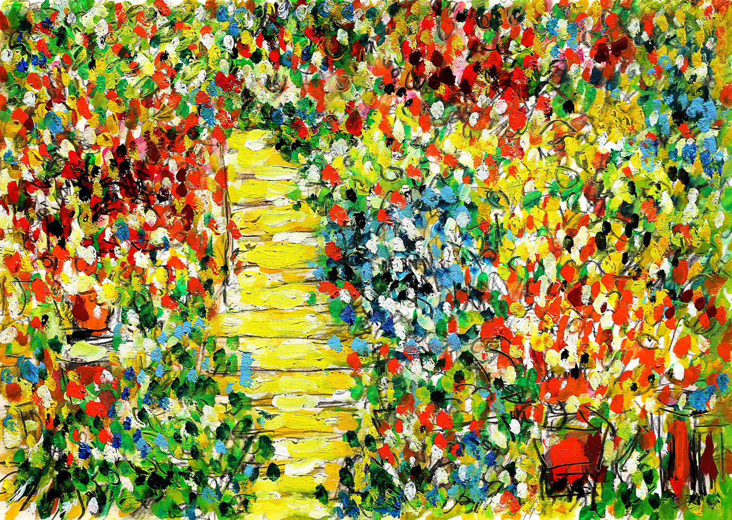 Escalier fleuri Jean Mirre