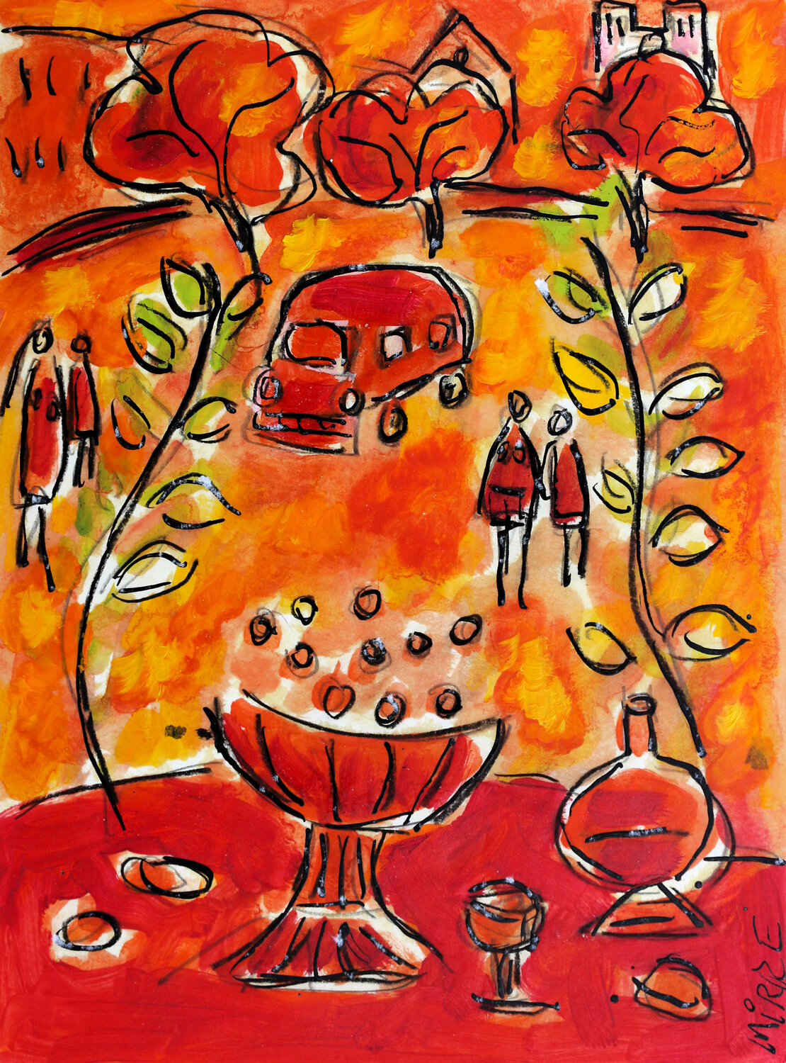 Amours parisiens Jean Mirre Original painting for sale