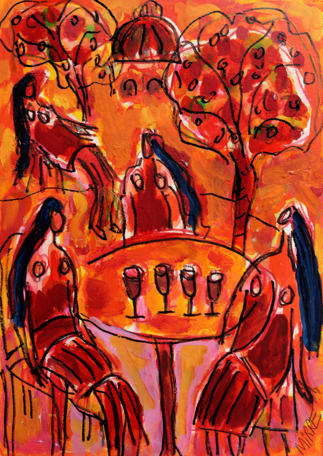 Entre copines Jean Mirre Original painting for sale