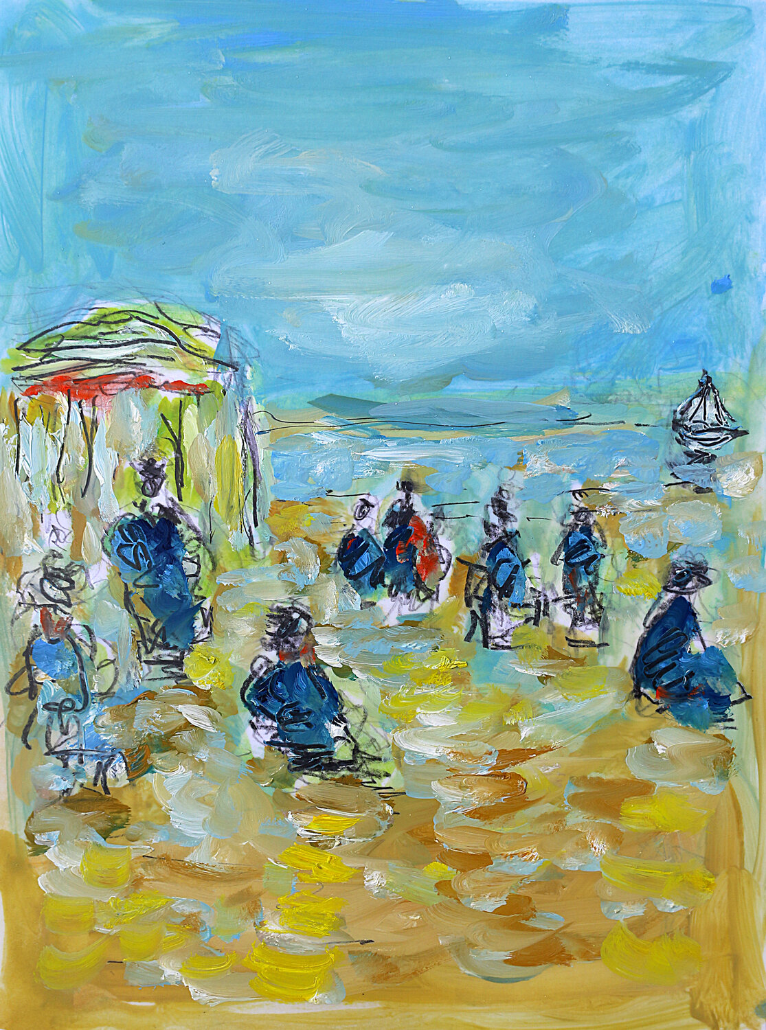 Plage d'après Boudin Jean Mirre
