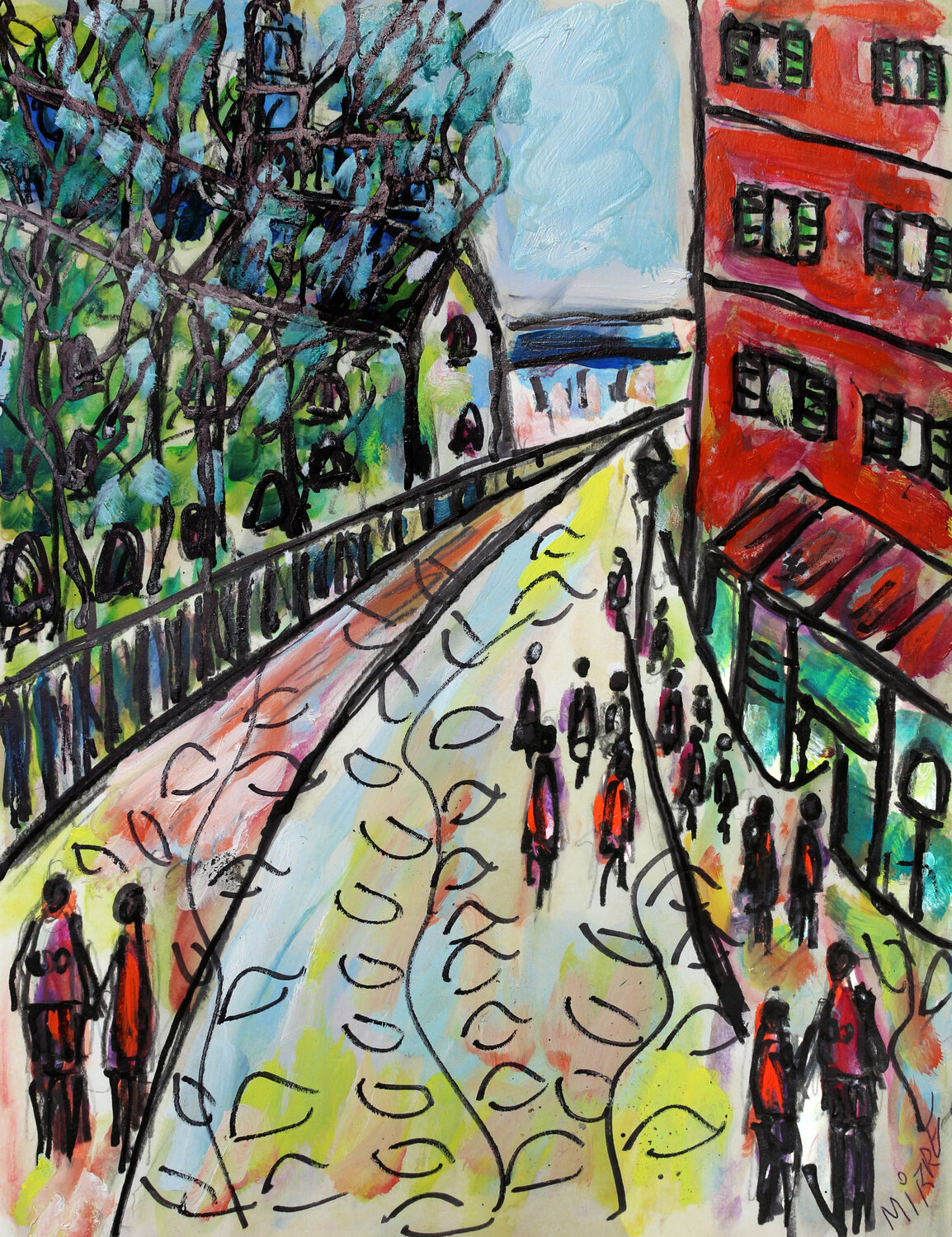 Déambuler Jean Mirre Origineel schilderij te koop