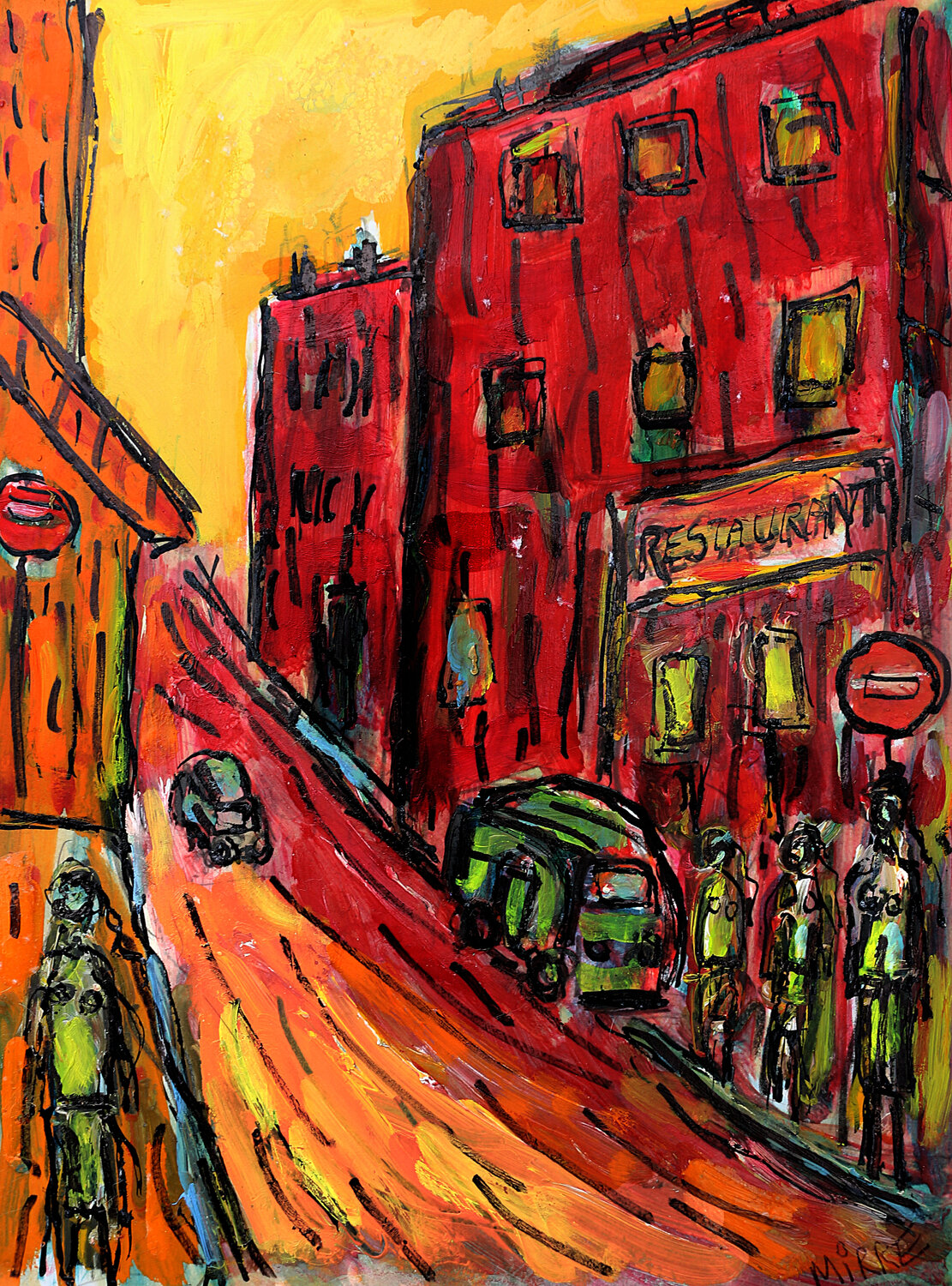 Rayon Rouge Jean Mirre Original painting for sale