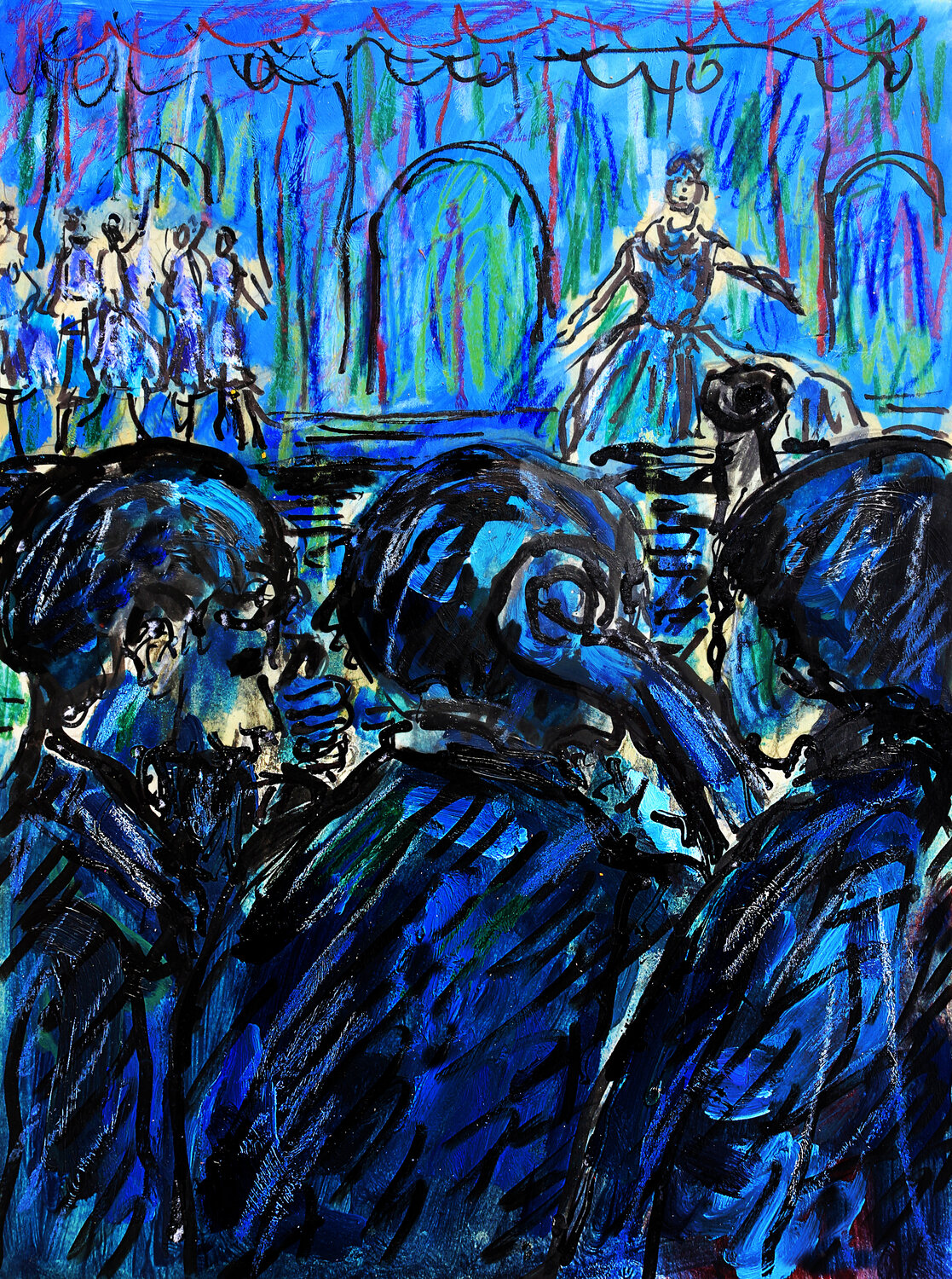 Vue d'orchestre d'après Degas Jean Mirre Originalgemälde zu verkaufen