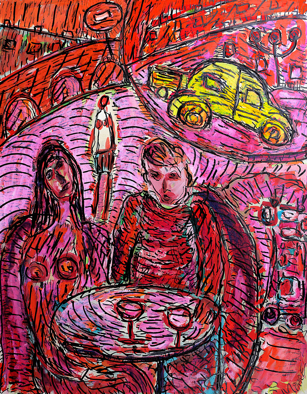 Car story Jean Mirre Original painting for sale