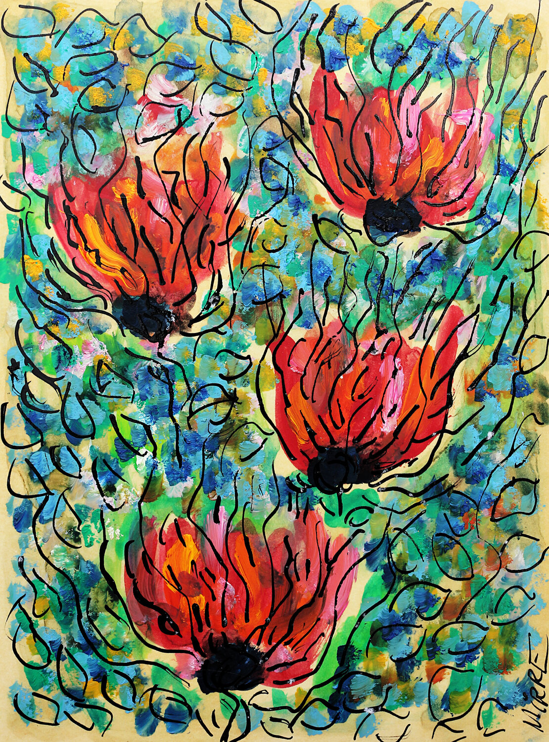 Roseraie Jean Mirre Original painting for sale