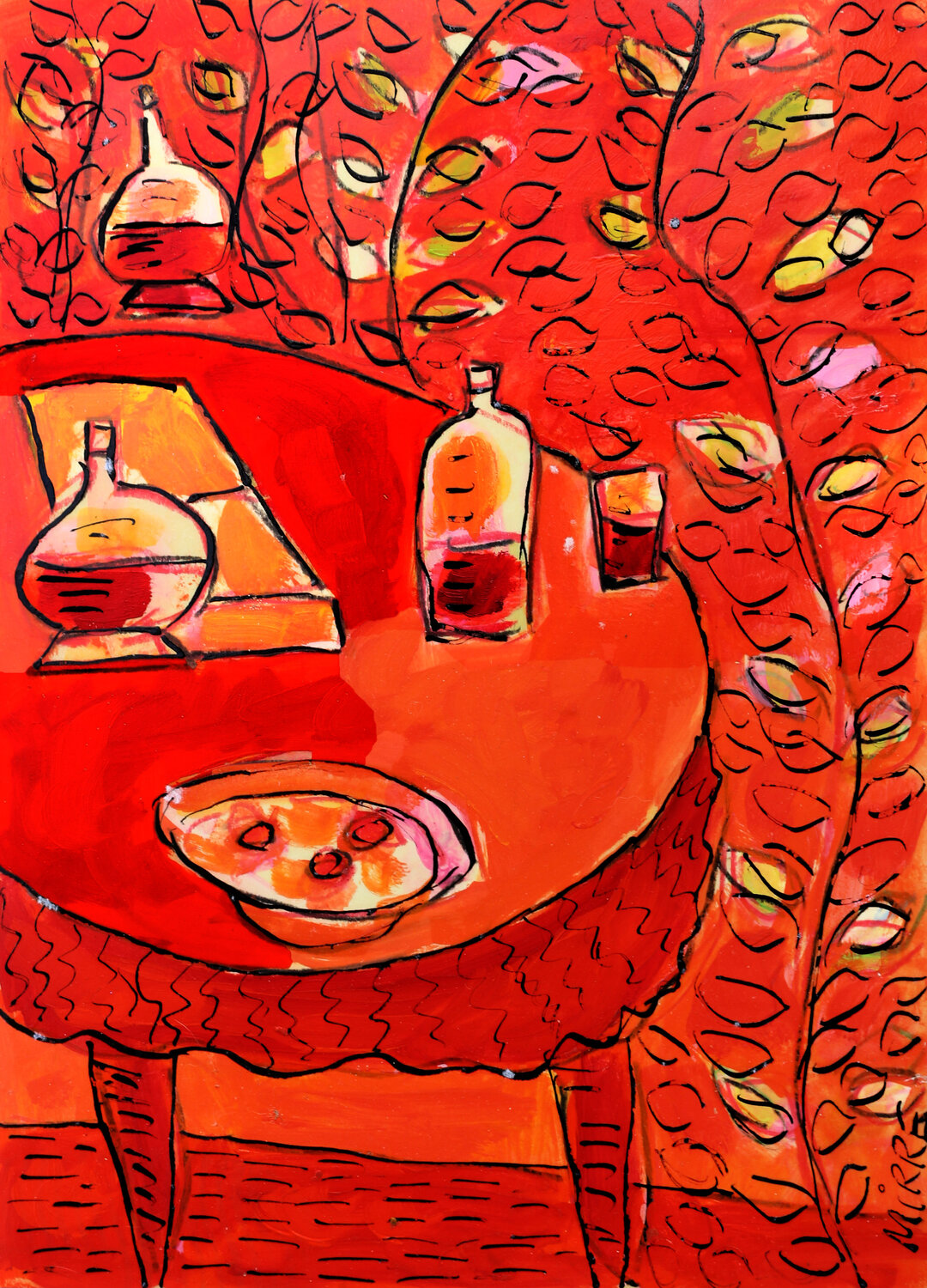 Nappe rouge Jean Mirre Original painting for sale