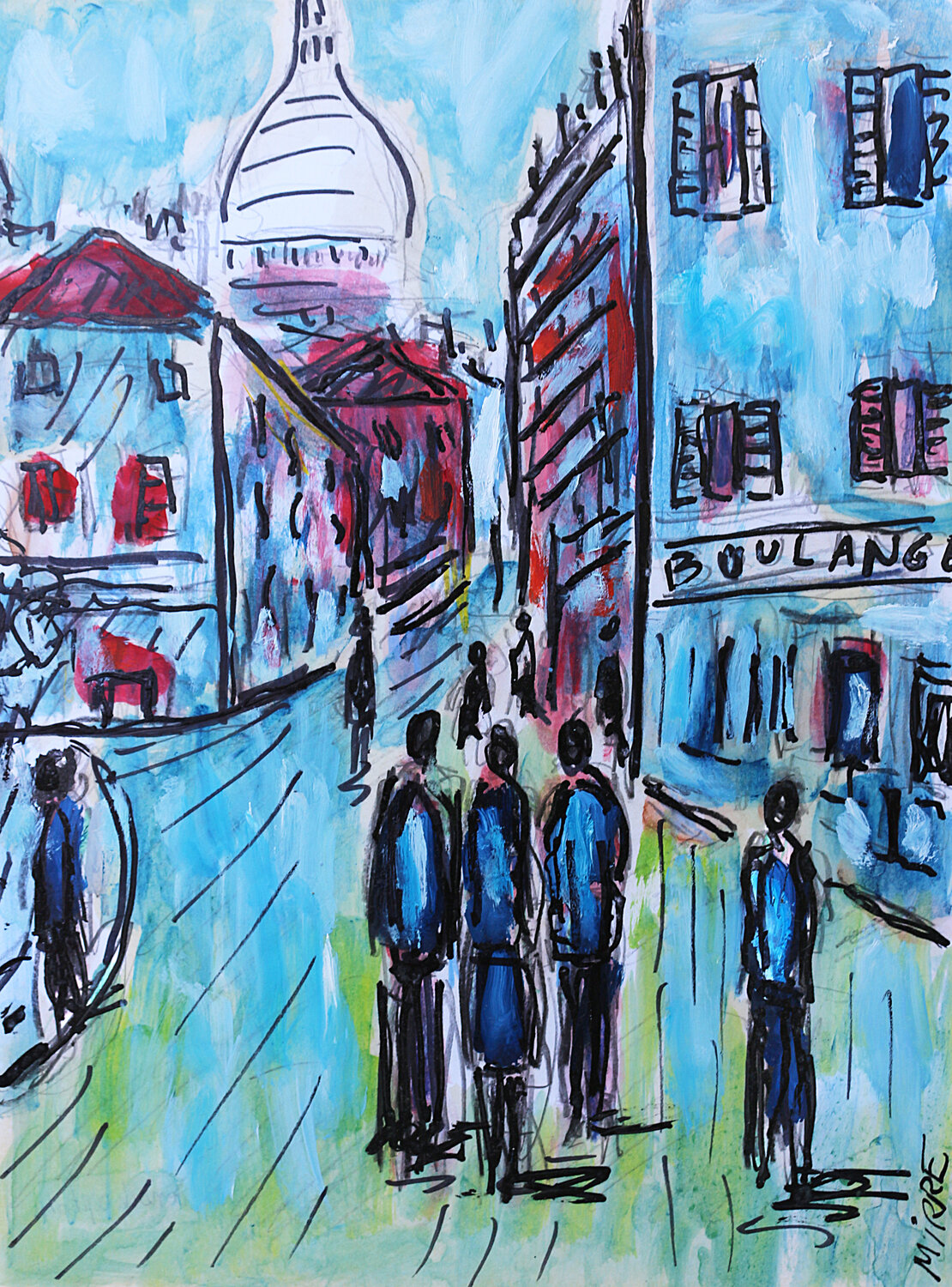 Gens de septembre Jean Mirre Original painting for sale