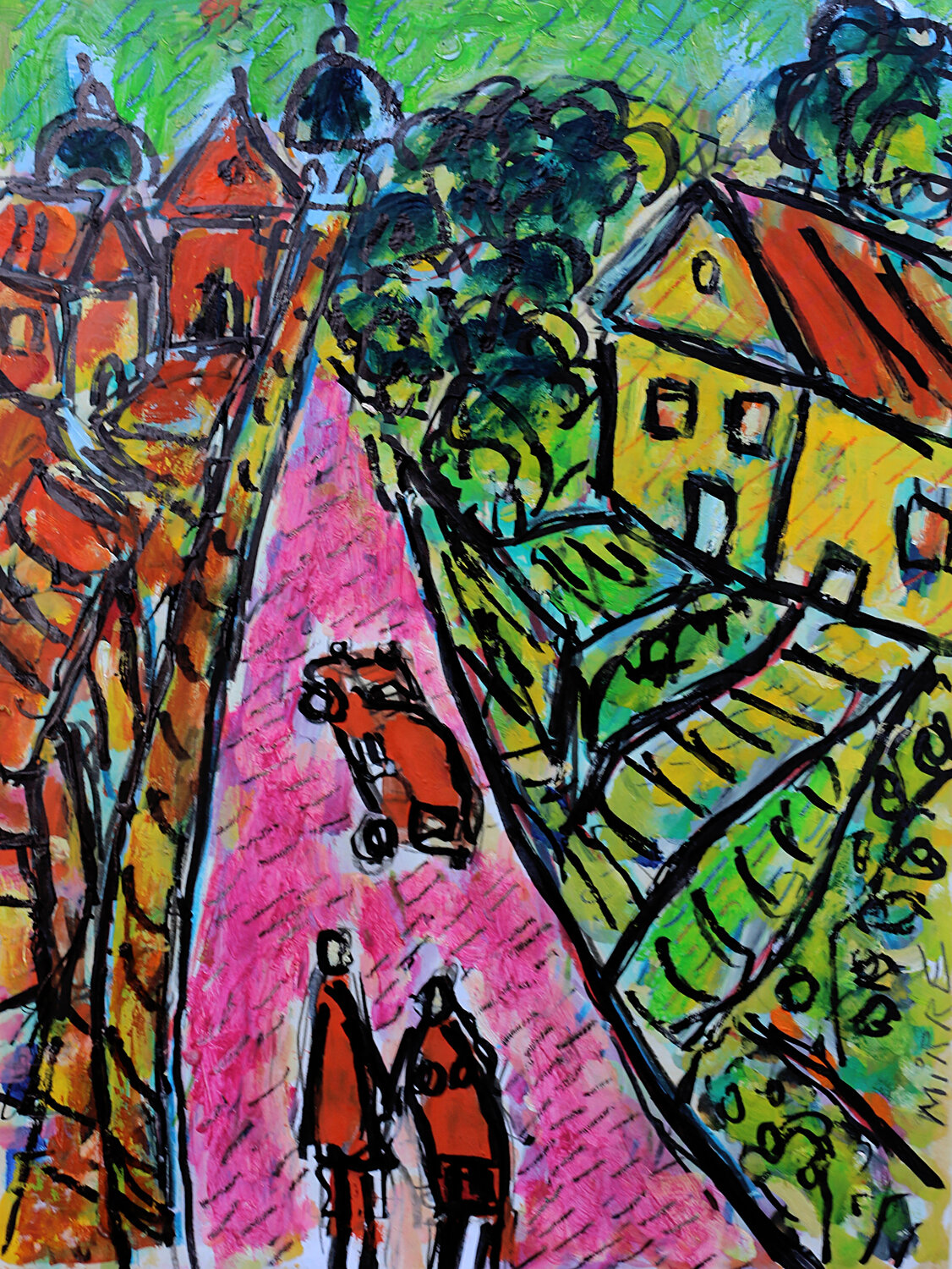 Pavillons de banlieue Jean Mirre Original painting for sale