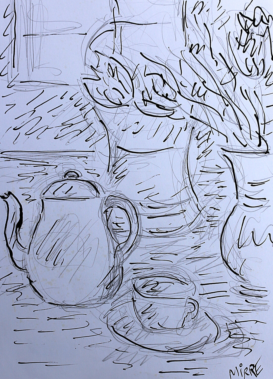 Cafetière et tulipes Jean Mirre