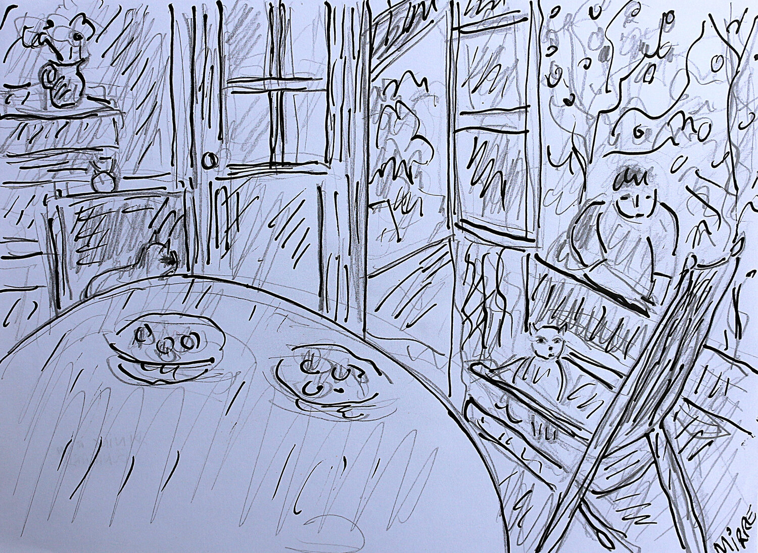 Salle à manger d'après Bonnard Jean Mirre Dipinto originale in vendita