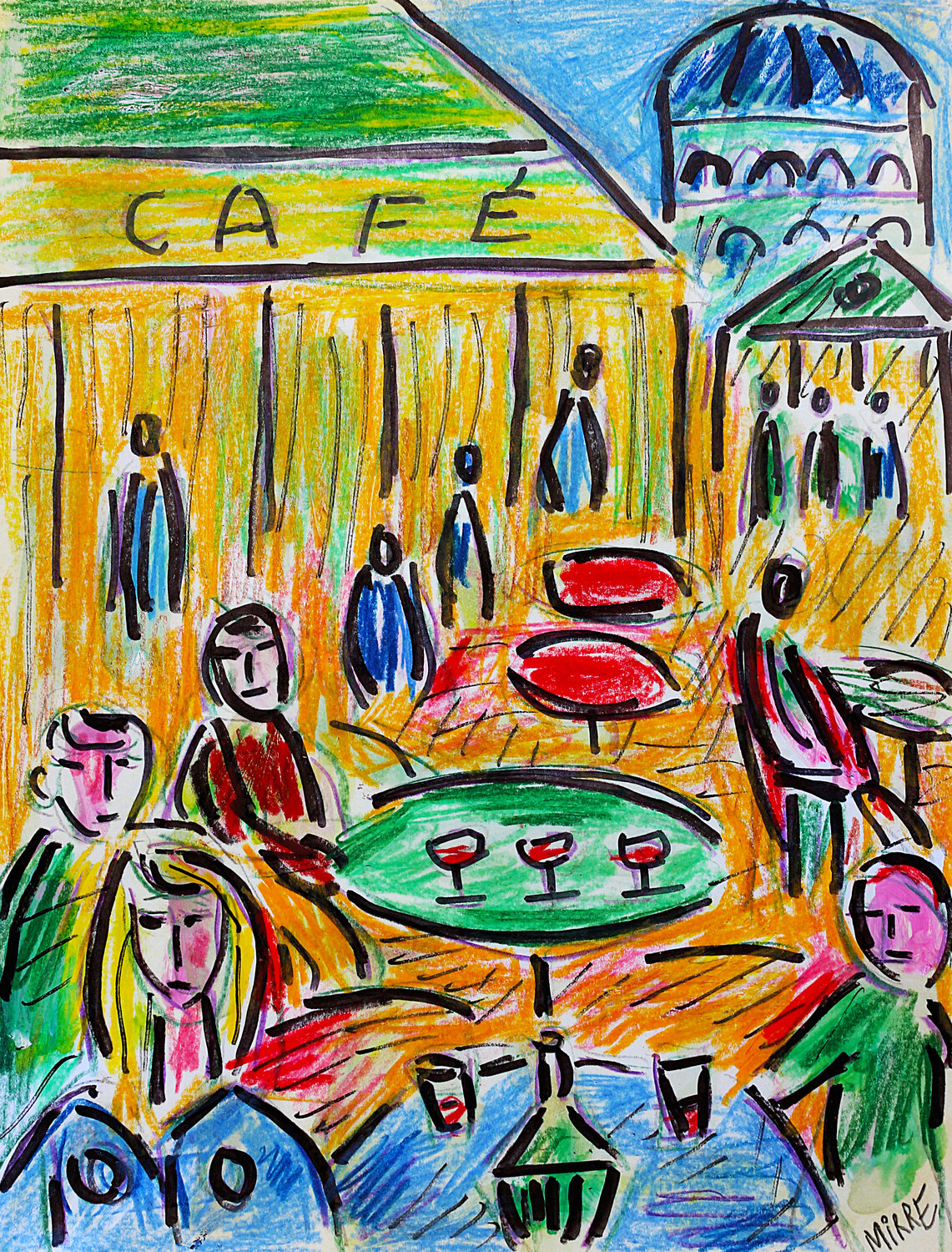 Terrasse de café Jean Mirre Original painting for sale