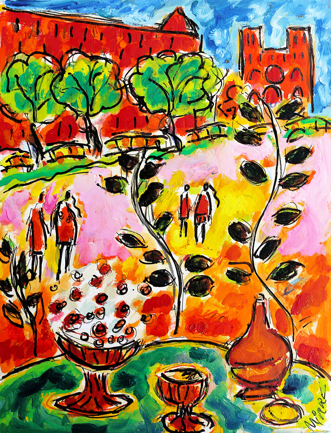 Plaisir de vivre Jean Mirre Dipinto originale in vendita