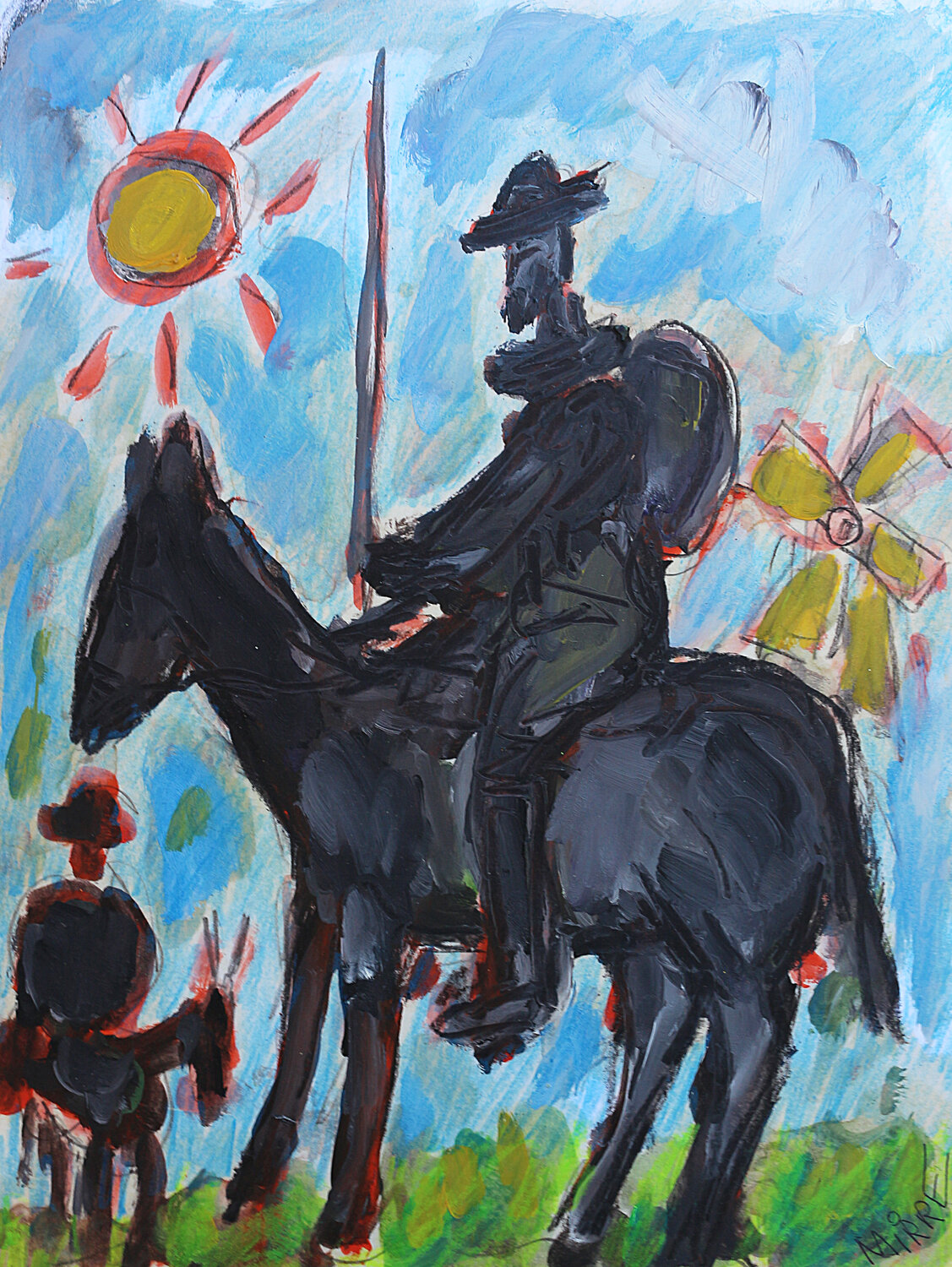 Le chevalier à la triste figure Jean Mirre Originalgemälde zu verkaufen