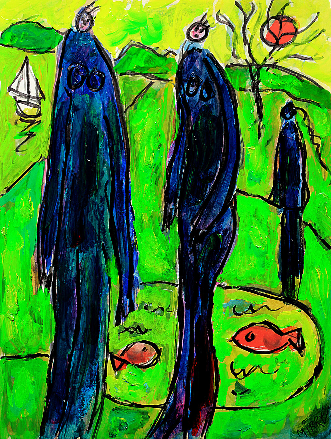 Couple et poissons Jean Mirre