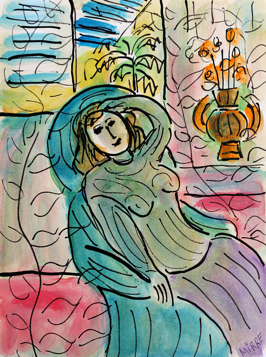 Relaxing Jean Mirre Origineel schilderij te koop