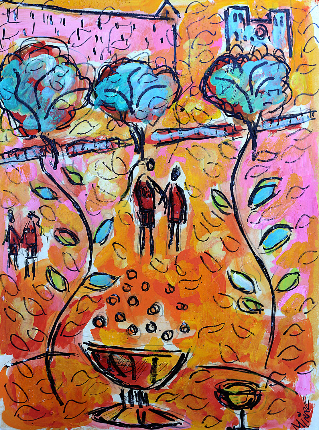 Orange love Jean Mirre Dipinto originale in vendita