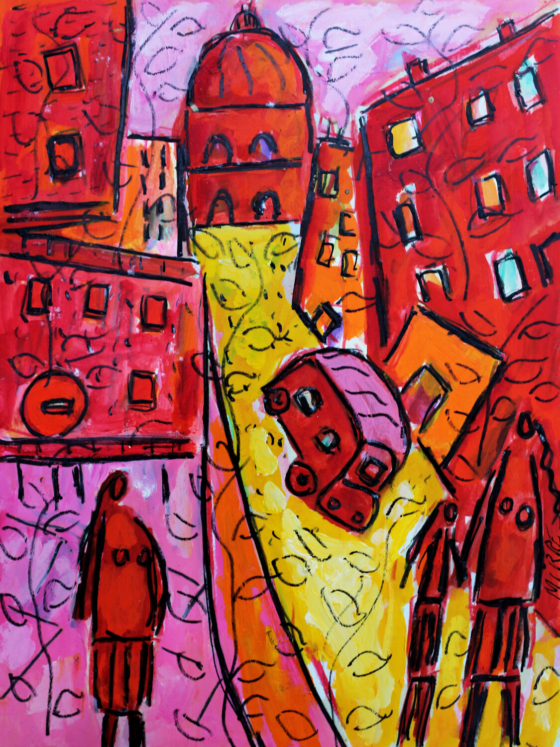 Ondes citadines Jean Mirre Peinture originale à vendre