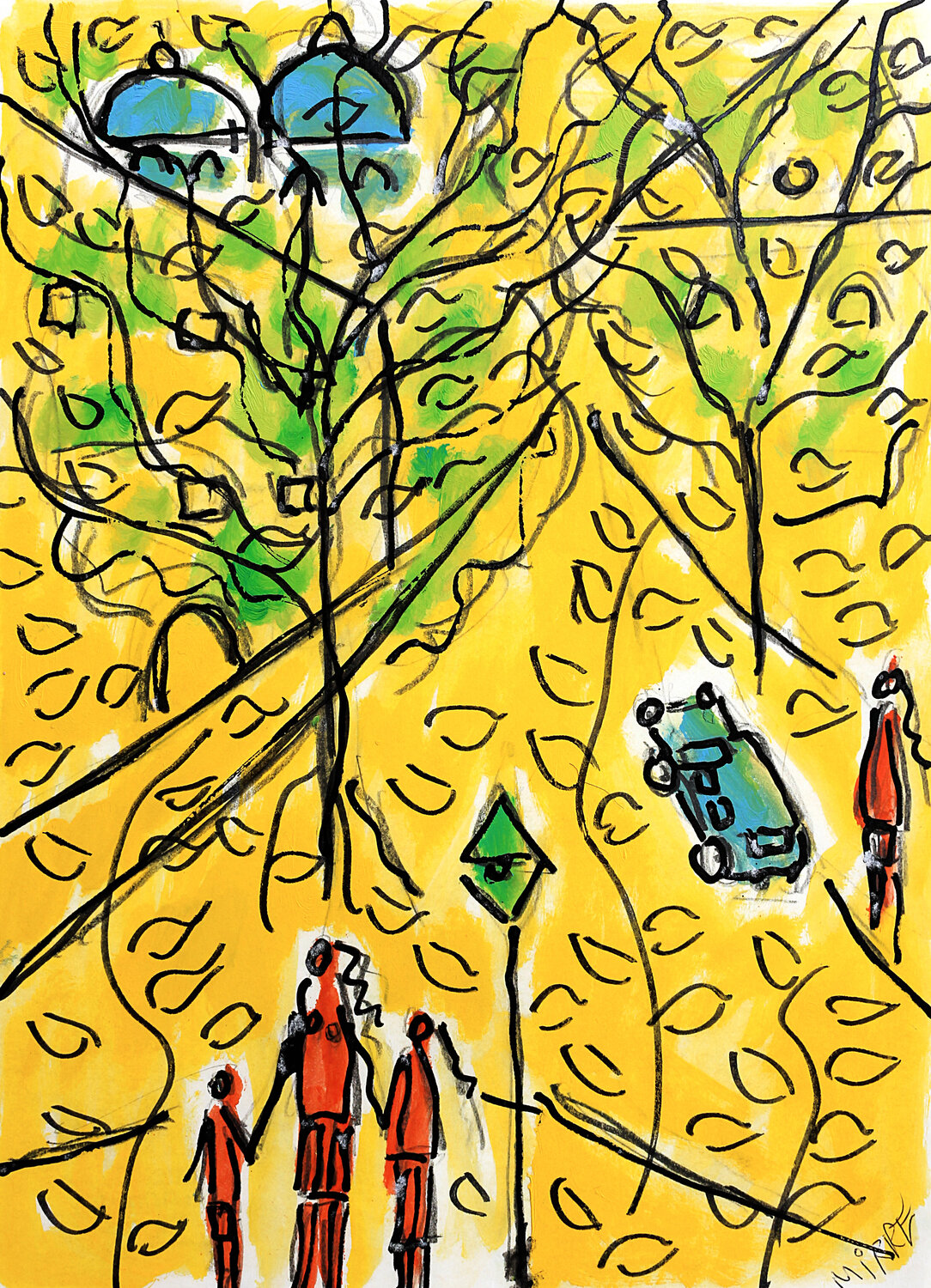 Promenade jaune Jean Mirre Origineel schilderij te koop