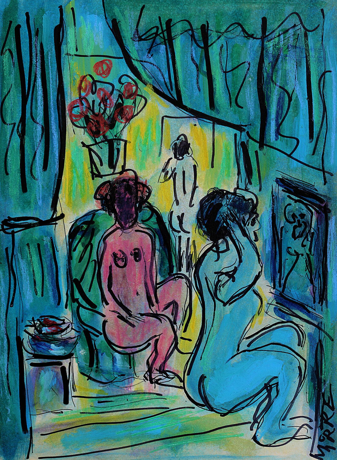 Loge au music hall Jean Mirre Peinture originale à vendre
