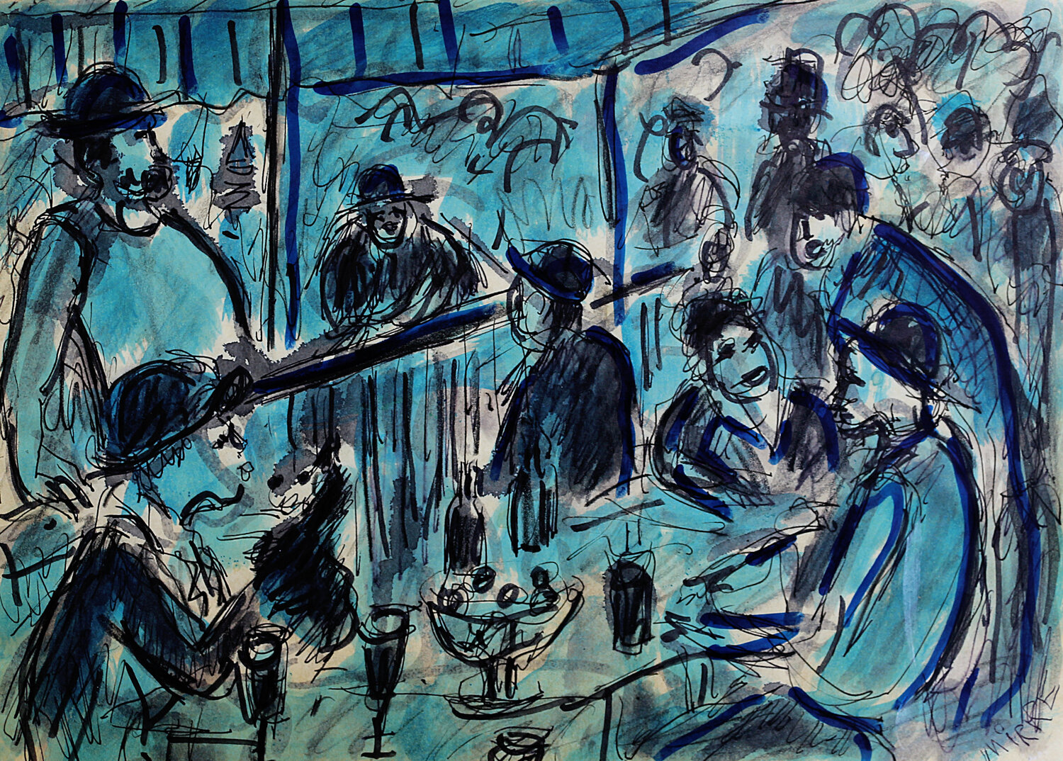 Blue Renoir Jean Mirre Peinture originale à vendre