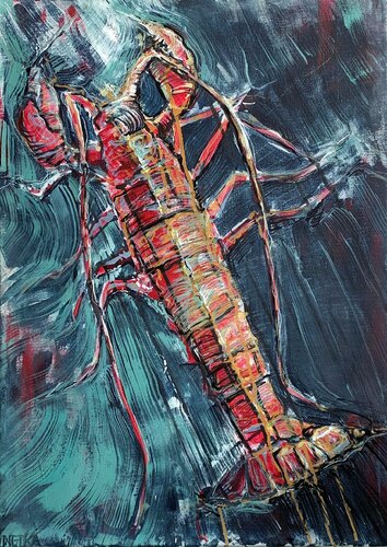 Blue Lobster van Netka Croonenborghs, Schilderij te koop op Singulart
