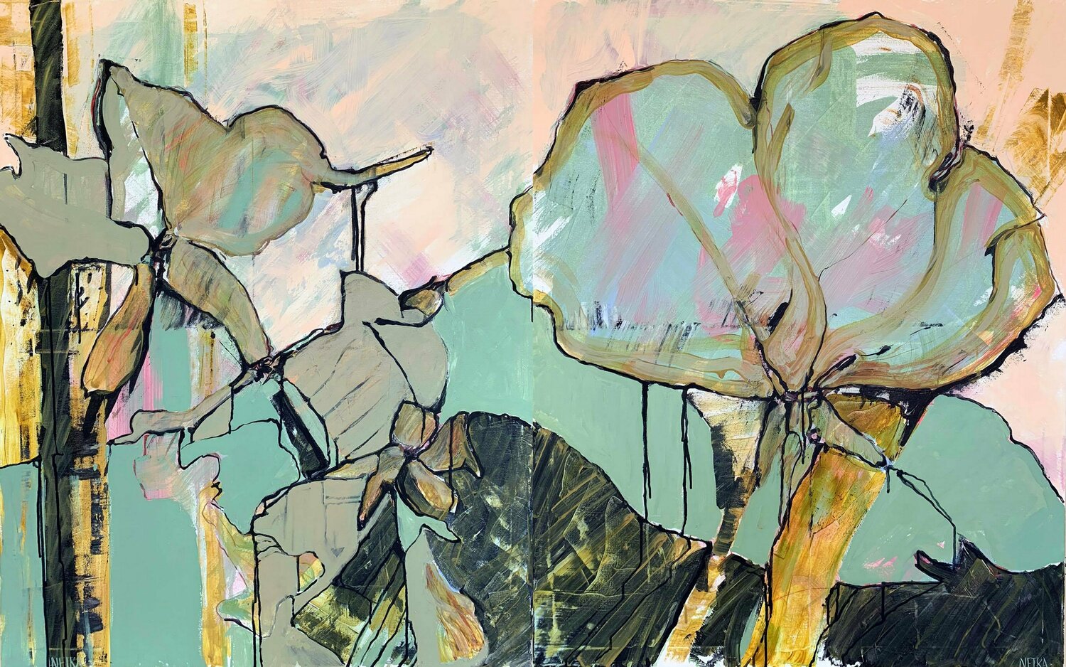 Lobelia -  (2 parts: multi-paneled work) Netka Croonenborghs