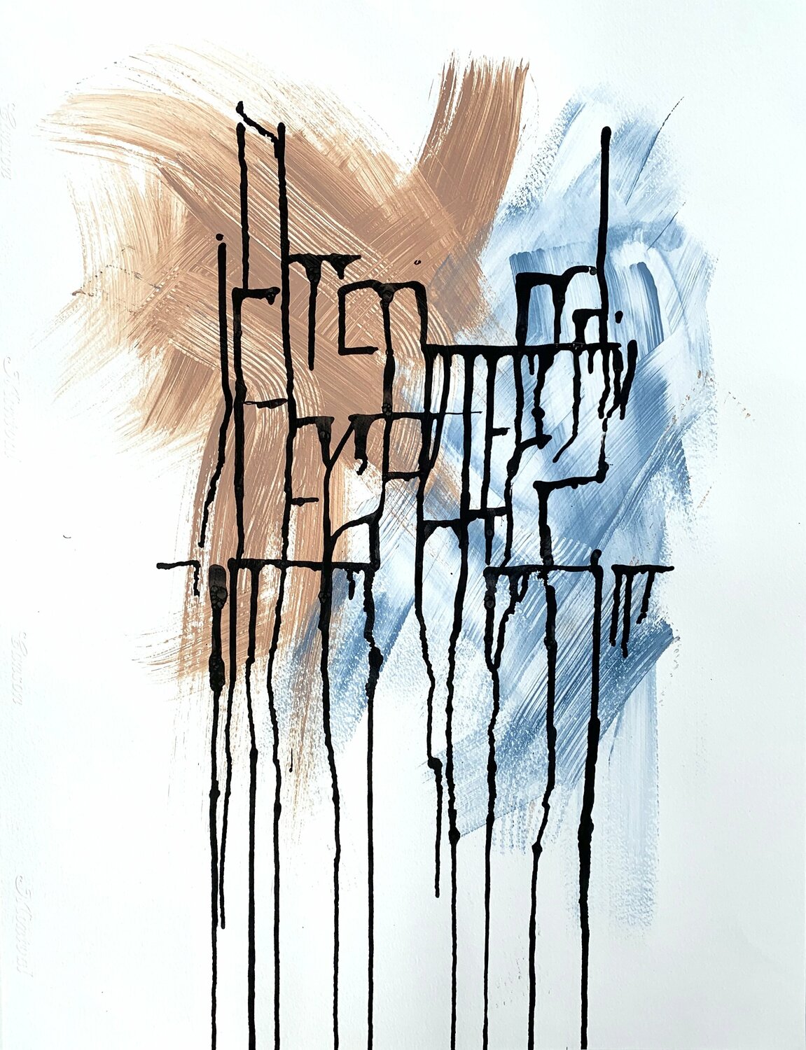 Cityscape In Terracotta (from The Flow Series #3) Netka Croonenborghs Werk auf Papier zu verkaufen
