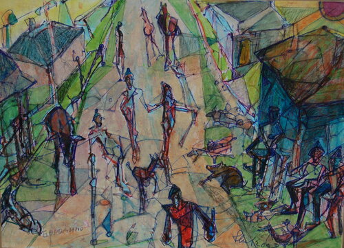 Kaukasische Dorfstrasse de Thomas Reich, Obra en papel a la venta en Singulart