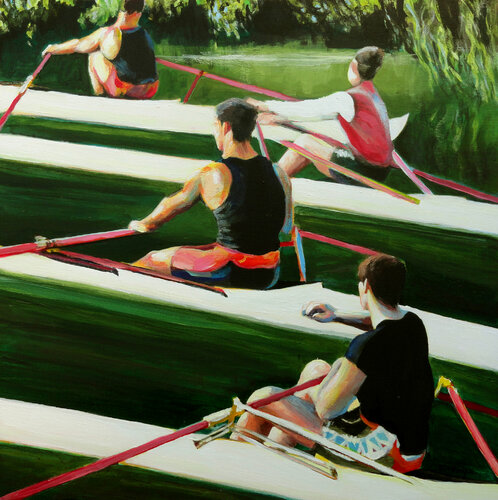 Canottieri sul Bacchiglione di Marco Ronga, Pittura in vendita su Singulart