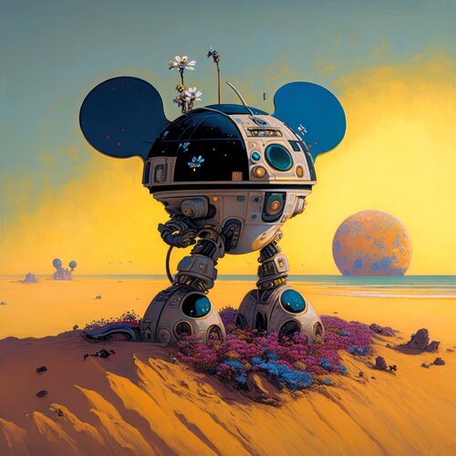 Futuristic robotic Mickey Mouse di Cheeky Bunny, Pittura in vendita su Singulart