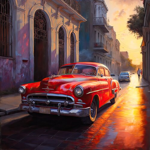 Vintage car in the streets of Cuba Cheeky Bunny
