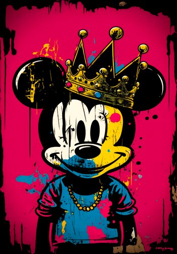 Mickey Mouse Basquiat Pink von Cheeky Bunny, Malerei kaufen auf Singulart