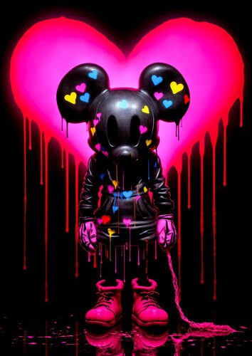 Kaws Mickey Neon di Cheeky Bunny, Pittura in vendita su Singulart